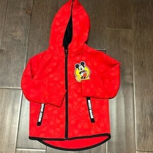 Disney junior Mickey Mouse hoodie light jacket, size 4, black red